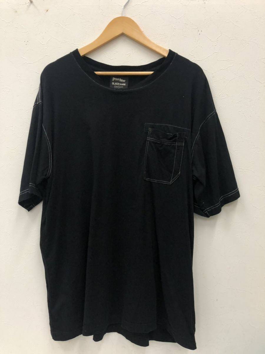 ⑨BLACK Scandal Yohii Yamamoto Tシャツ　3 コットン　ブラック　HG-T37-994