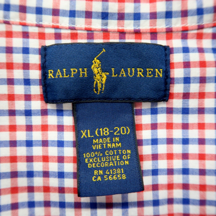 古着 ラルフローレン RALPH LAUREN ボタンダウンシャツ 長袖 チェック サイズ表記：XL(18-20)　gd39415_画像4