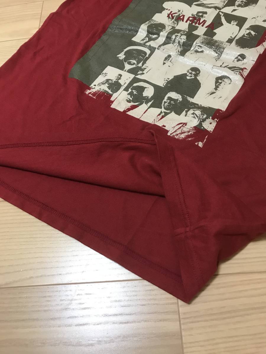  have on number of times ultimate fewer beautiful goods AGOSTO Agosto KARMA Karma Tee Picture photo print large T-shirt size M corresponding dark red color made in Japan religion 