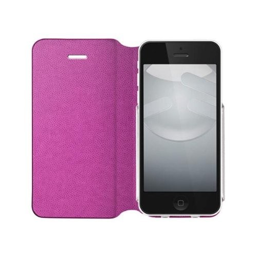 スマホケース カバー iPhone5c SwitchEasy ピンク 手帳型 フリップ 合成皮革 PU レザー スクリーン保護フィルム FLIP Hot Pink_画像3