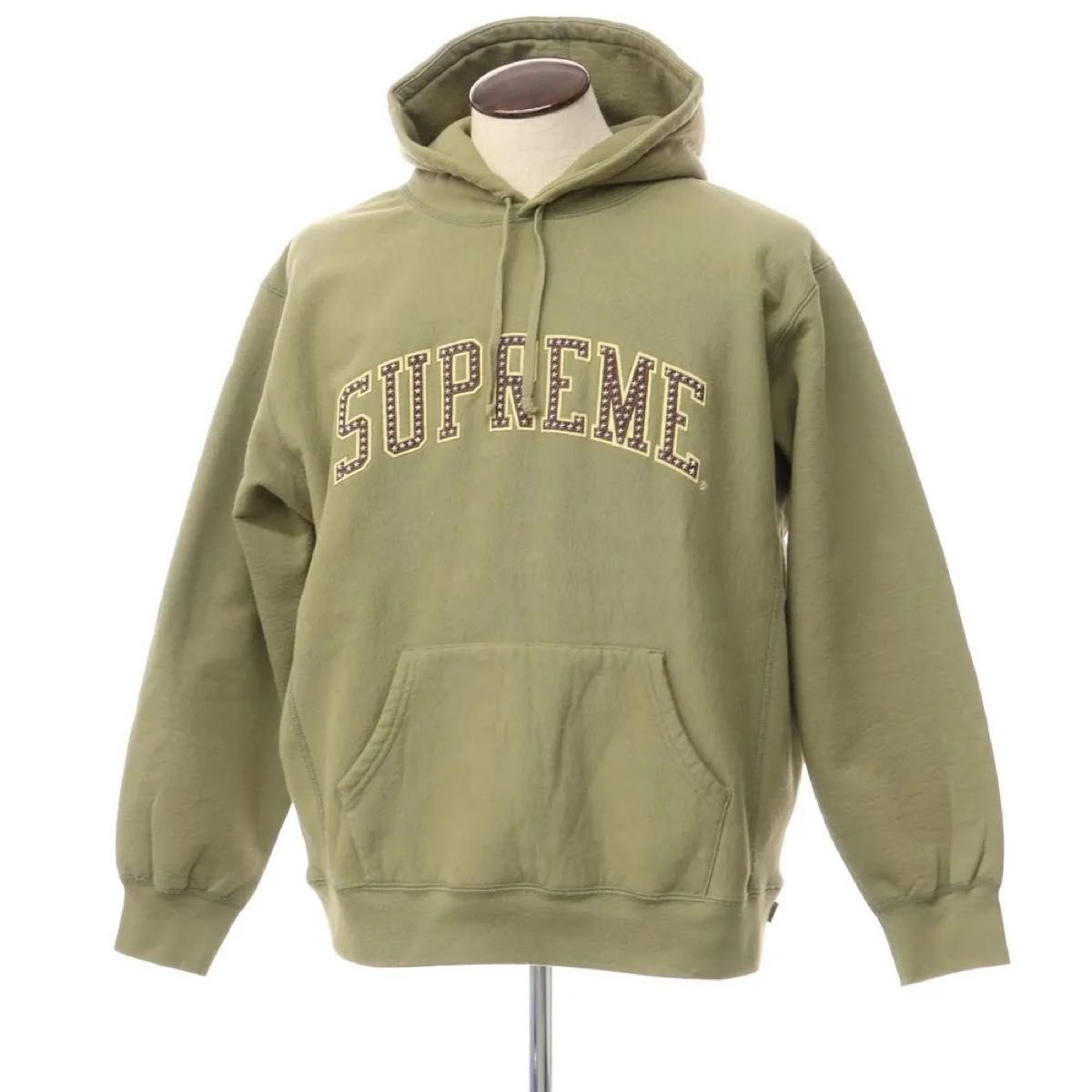 シュプリーム スタッズ パーカー カーキ Lサイズ supreme ストリート