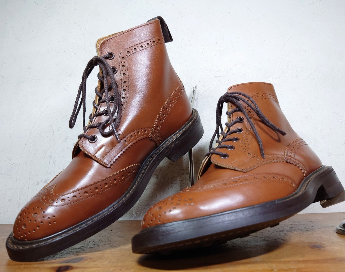 【美品】英国製 Tricker's/トリッカーズ M2508 モールトン カントリー ブーツ US7 Fit.5 25cm相応 ブラウン 茶/クロケット cheaney_画像1