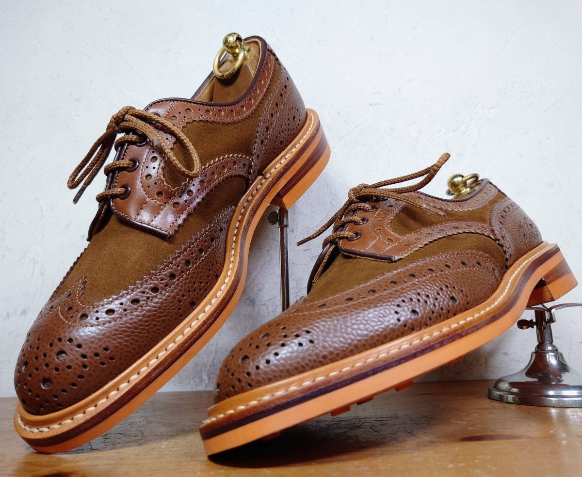 【未使用/ポールスミス別注】英国製 Tricker's/トリッカーズ クレイジー ウィングチップ UK7 Fit.5 25.5cm相応 ブラウン 茶/クロケット_画像1