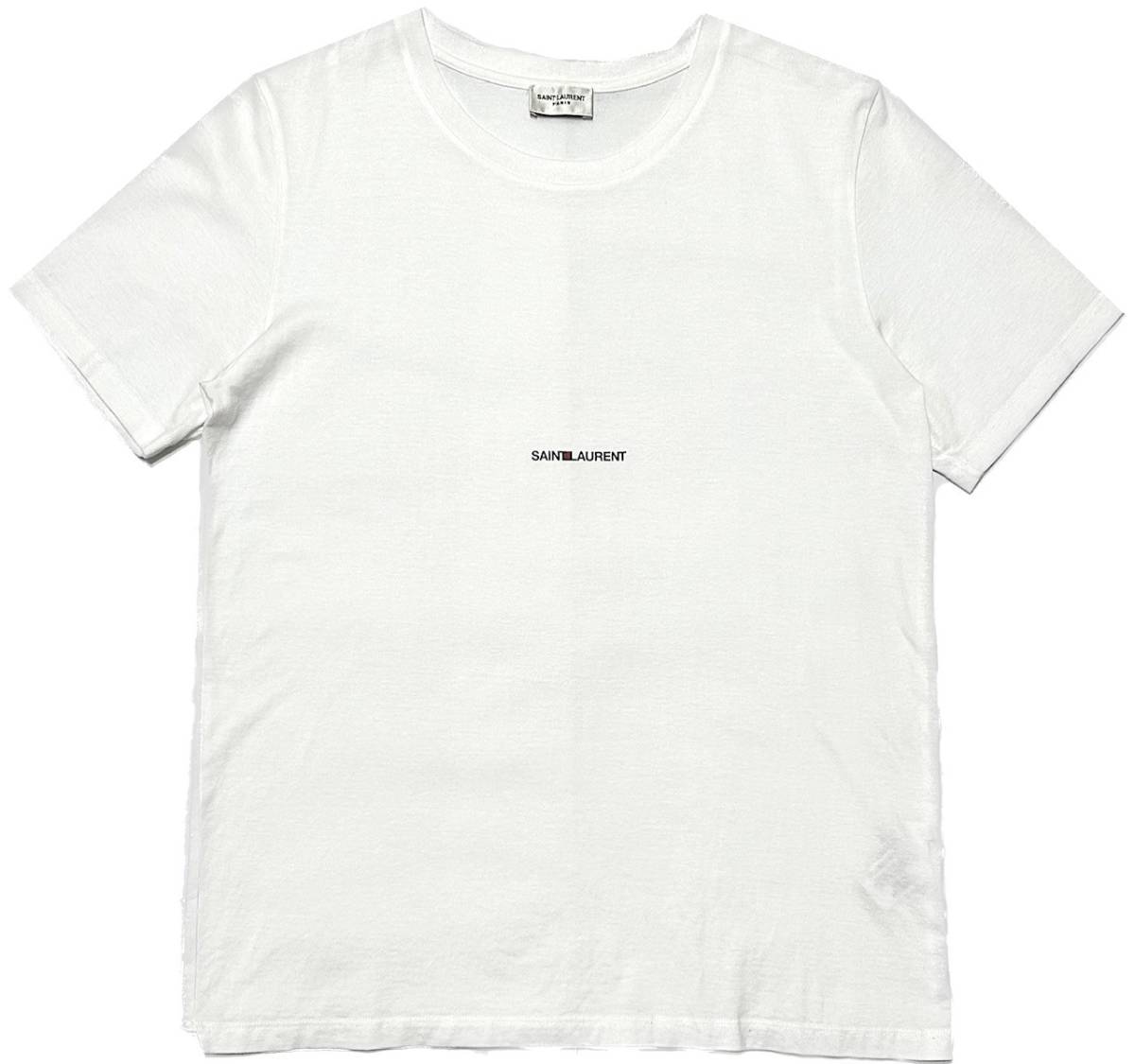 正規品 定価5.5万 SAINT LAURENT PARIS FRONT LOGO Tシャツ S 白 サンローランパリ フロントロゴ半袖Tシャツ 本物