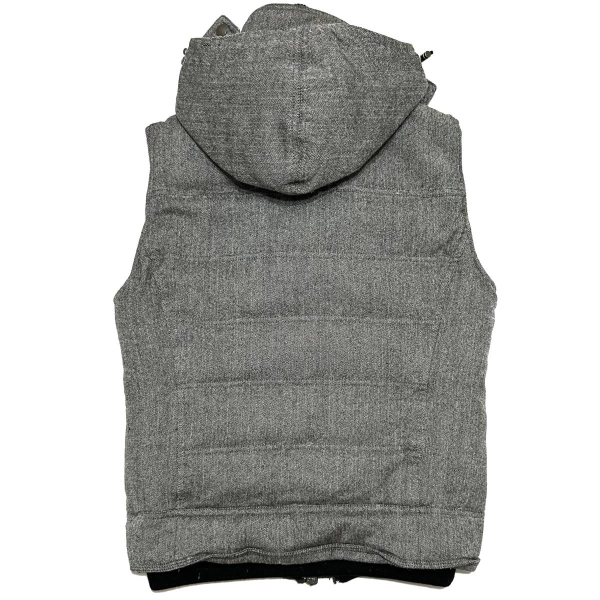 定価10万 AKM CASHMERE TWEED HOODED DOWN VEST Mサイズ カシミアツイードフードダウンベスト ジュンハシモト