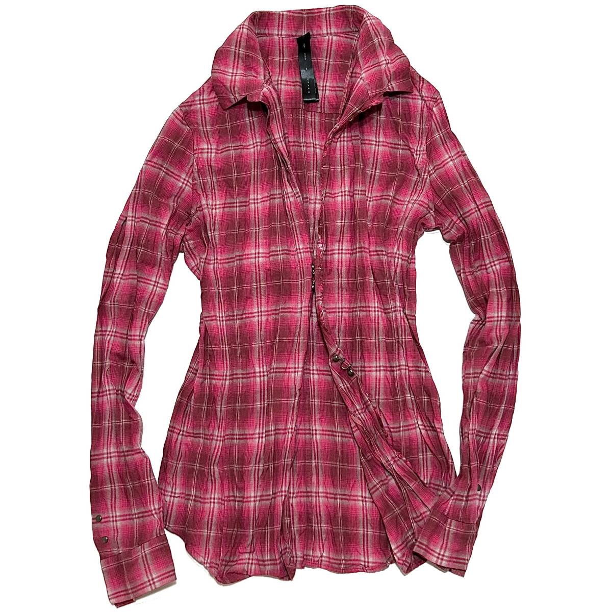 定価3.9万 wjk wrinkle check hook shirt M 皺加工チェックホックシャツ ジュンハシモト akm 1piu_画像1