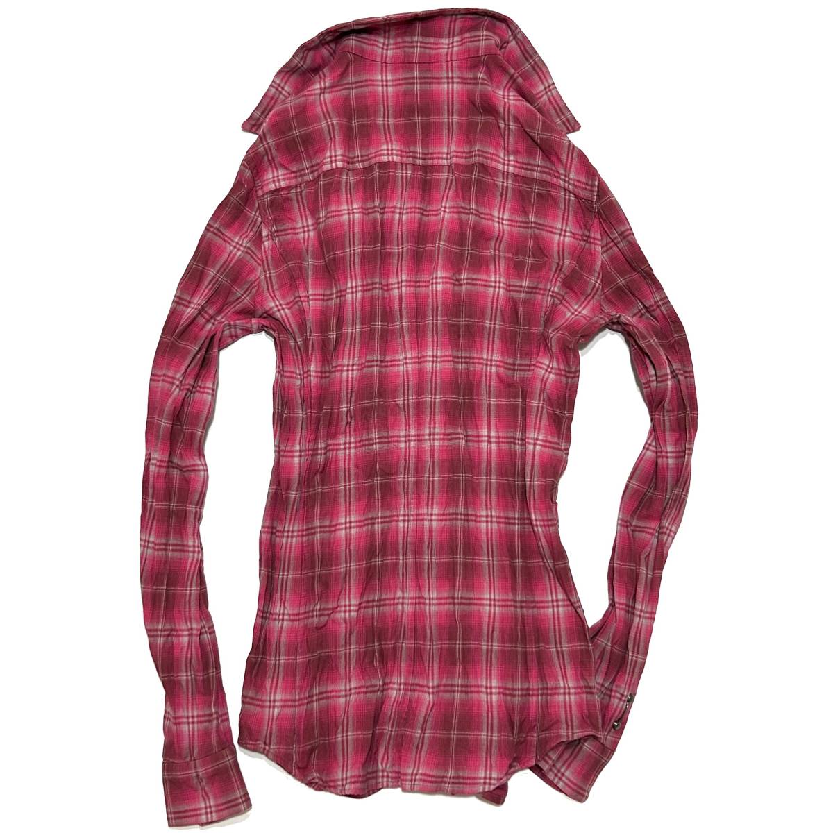 定価3.9万 wjk wrinkle check hook shirt M 皺加工チェックホックシャツ ジュンハシモト akm 1piu_画像2