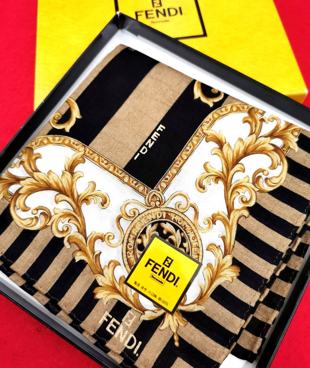 FENDI フェンディ希少上品高級フェンディハンカチサイズ50茶色 FENDI フェンディ希少上品高級フェンディハンカチサイズ50茶色