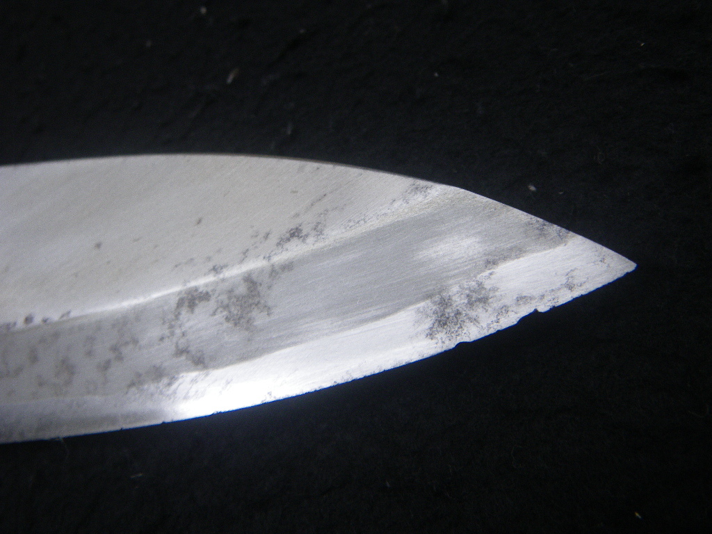 錆多傷多ジャンク　再生可能人限定　7寸5分　刃長218㎜　全長377㎜出刃包丁　和包丁　日本製　Japan　DEBA　knife_画像5