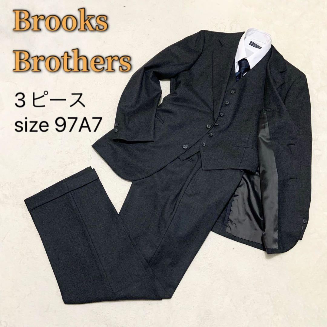 Brooks Brothers ブルックスブラザーズ スーツ セットアップ 3ピース 段返り グレー 無地 秋冬 A7 XL 大きいサイズ フォーマル ビジネス