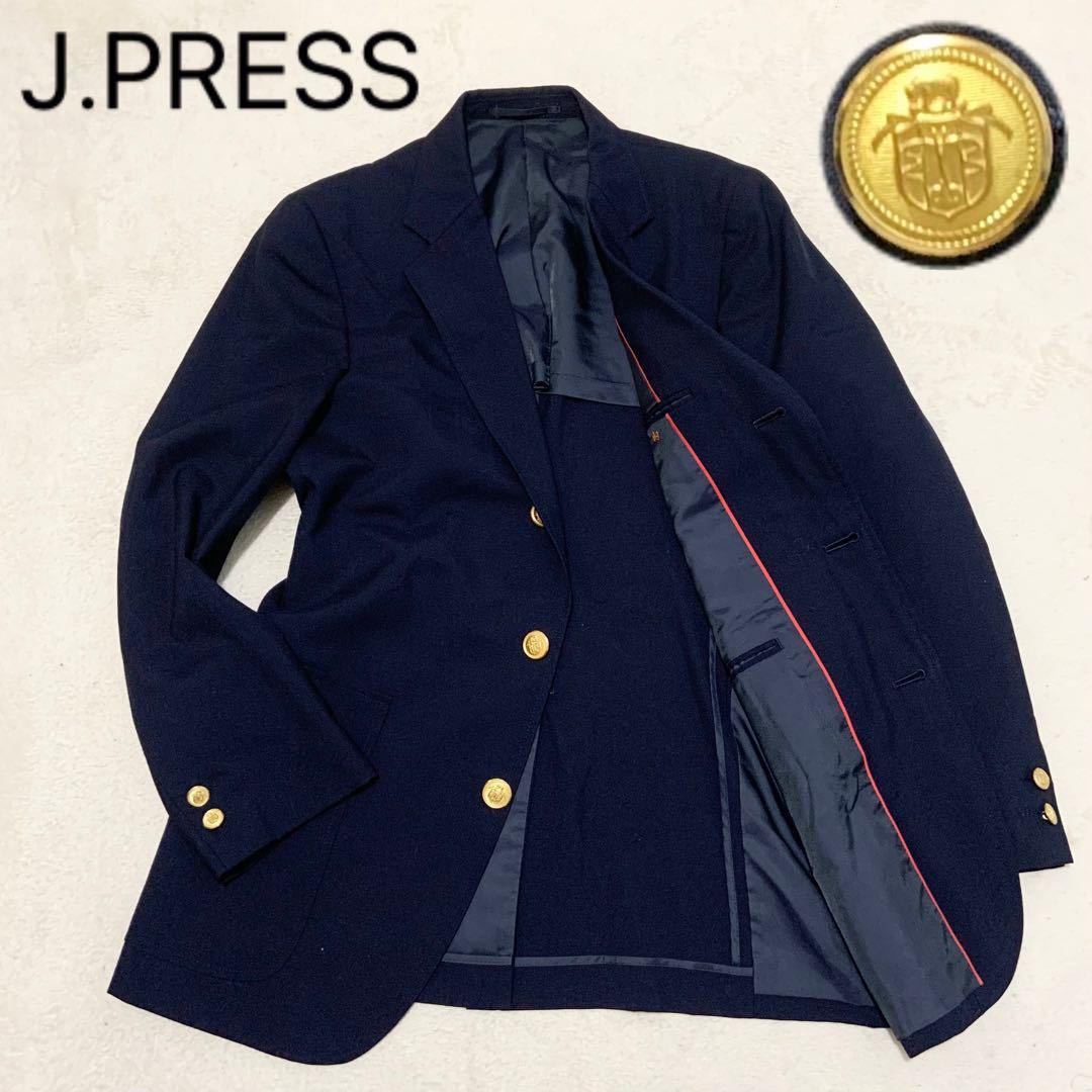 J.PRESS ジェイプレス 紺ブレザー テーラードジャケット 金ボタン 段返り シングル 背抜き 春夏 Lサイズ位 メンズ 紳士服_画像1