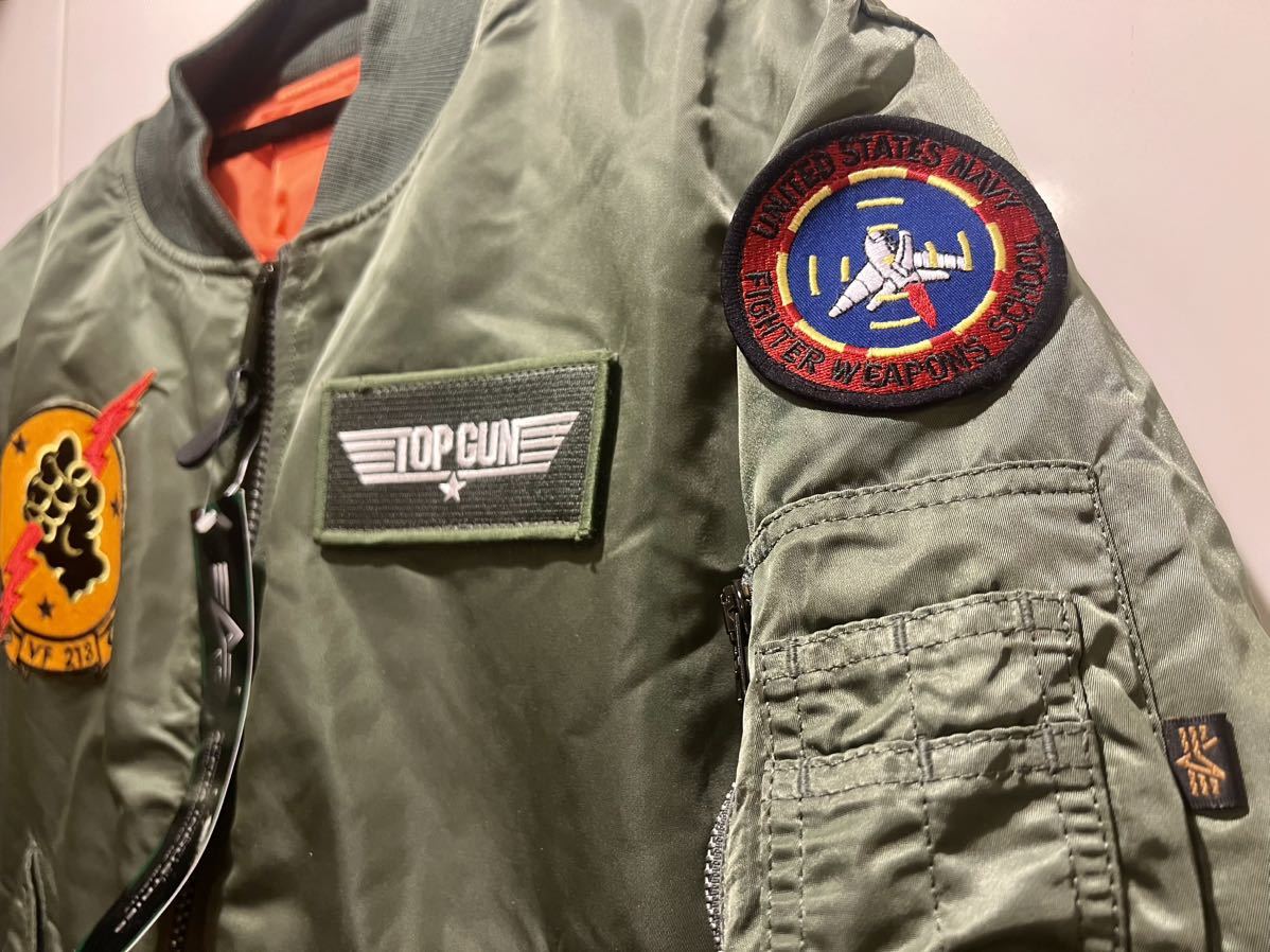 新品 アルファ社 別注 TOPGUNトップガン モデル MA-1 フライトジャケットalpha industries 2000-9821復刻 トムクルーズ_画像3