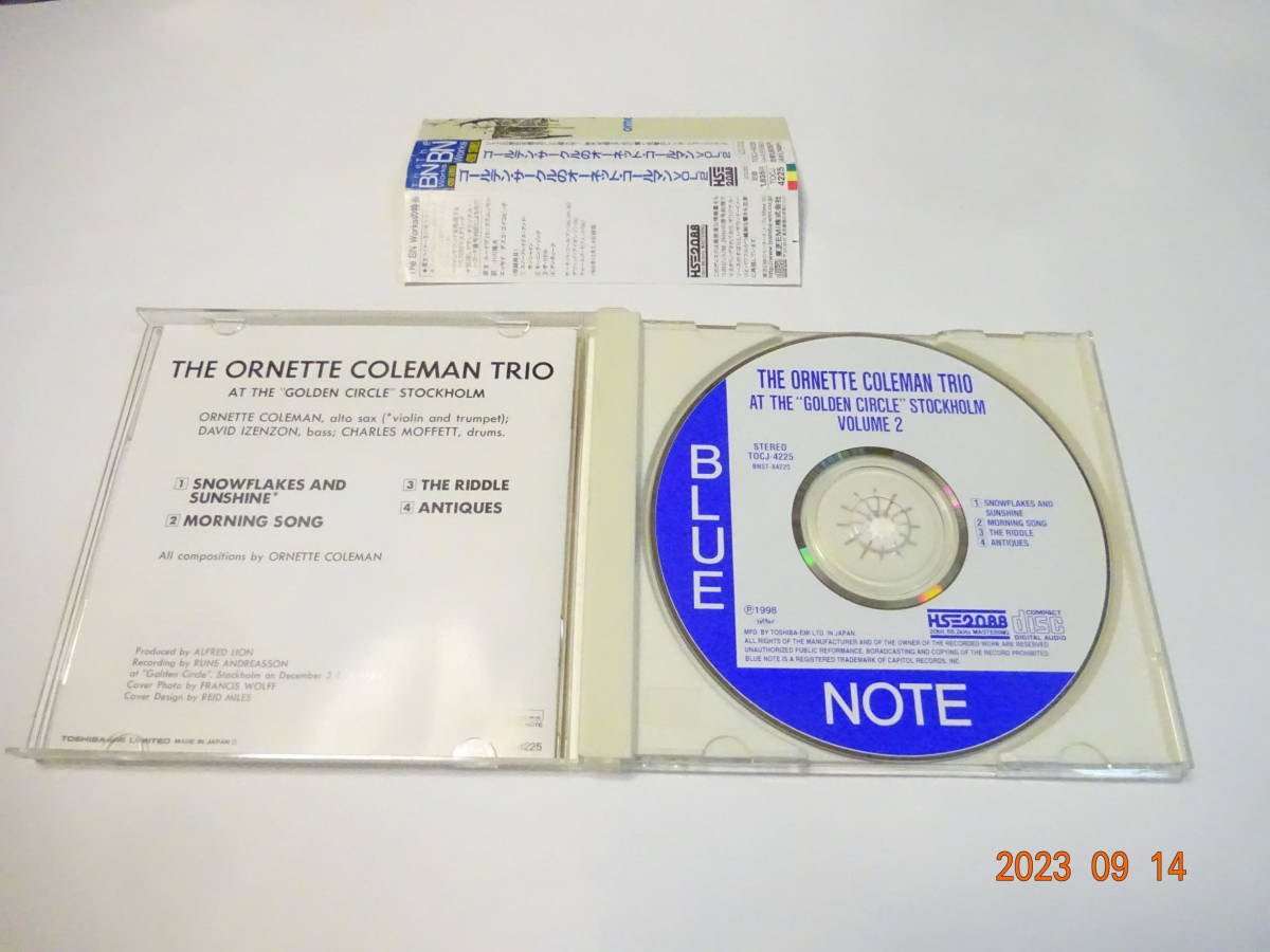 CD ゴールデン・サークルのオーネット・コールマン VOL.2 帯付 TOCJ-4225 高音質 20bit デヴィット・アイゼンソン/チャールス・モフェット_画像3