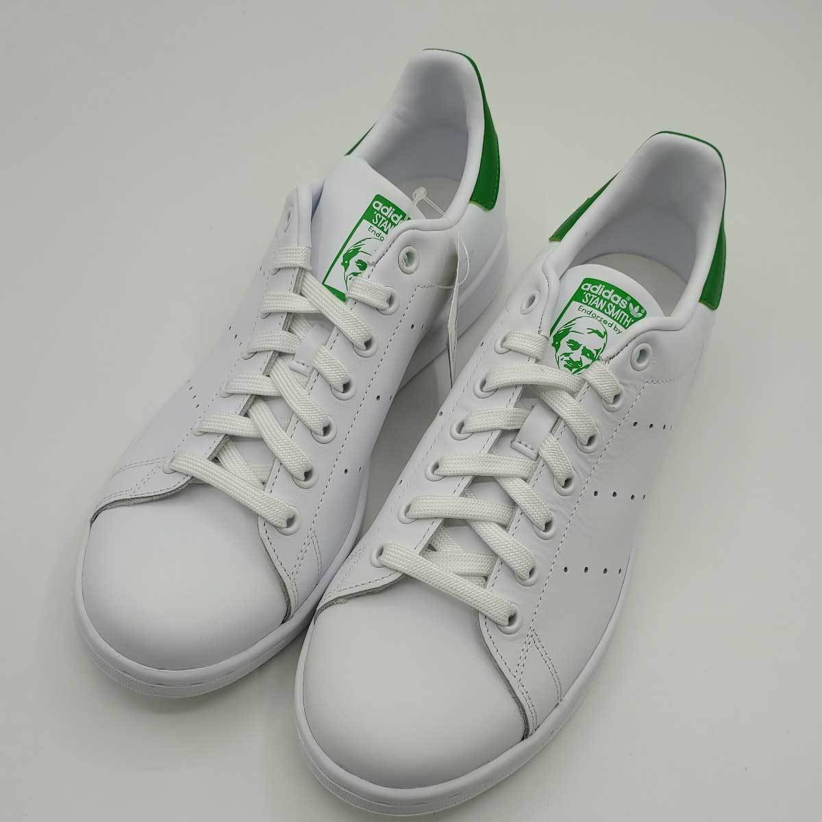 【中古】アディダス スタンスミス スニーカー STAN SMITH レザー 26.5cm ホワイト x グリーン M20324 メンズ ADIDAS 2019年製_画像6