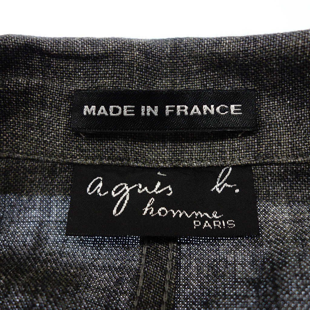 極美品◆アニエスベー ジャケット 90年代 フランス製 リネン100％ メンズ グレー サイズ48 agnes b.【LA】_画像6