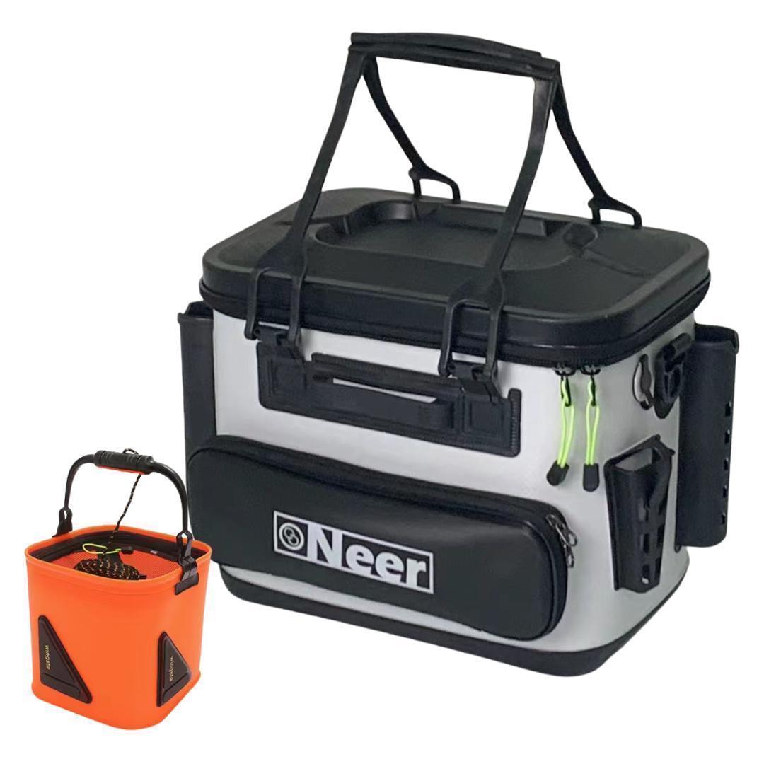 Neer バッカン 32L グレー 水汲みバケツ付き タックルボックス 釣り-