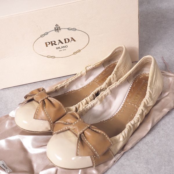 ついに再販開始！】 箱付 PRADA プラダ 3-SI032 バレエシューズ 1/2