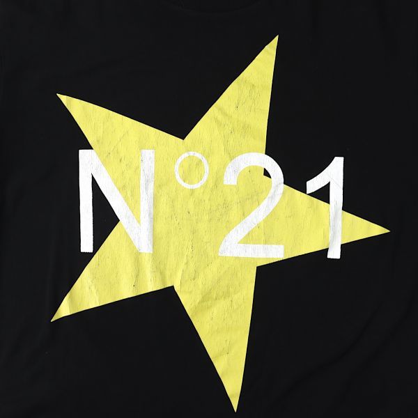 3-MI012 ヌメロ ヴェントゥーノ N°21 コットン Tシャツ ブラック XS レディース_画像5