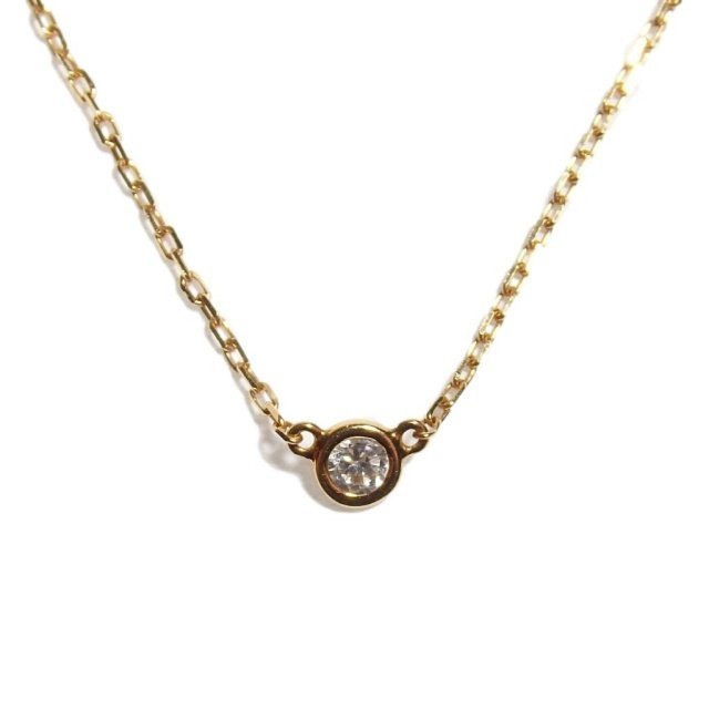 M1202P VAHKAH Ahkah V K18n-ti- diamond necklace Gold 39.5cm 1P diamond diamond rb mks