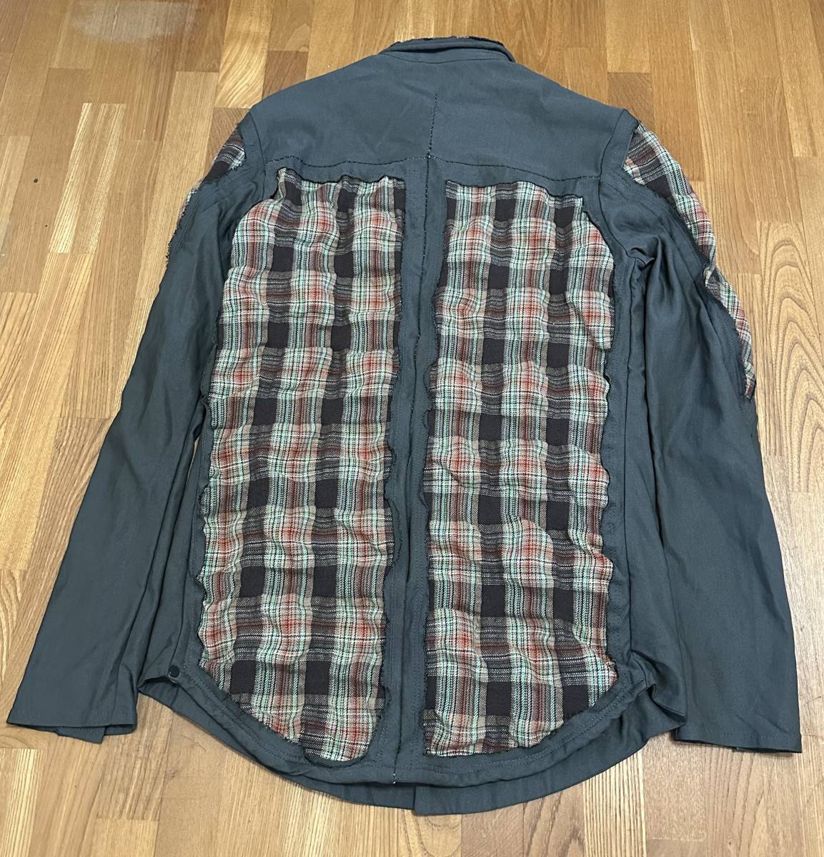 未使用品 19SS incarnation Olive × Plaid Crosscut Shirt Jacket / SIZE S (OLIVE/CHECK)_画像5