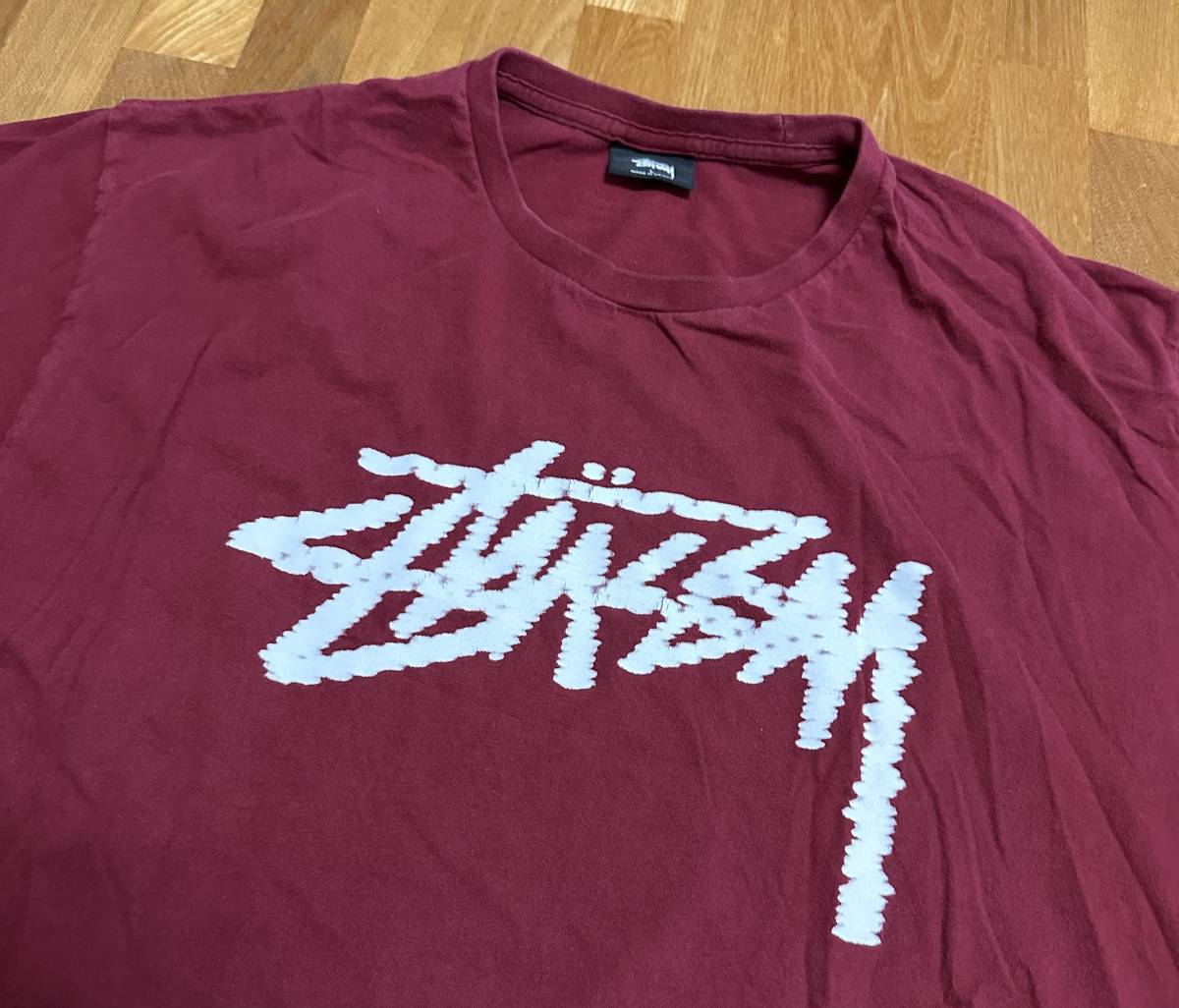 古着 stussy Tシャツ フロントロゴ L コットン ボルドー ステューシー