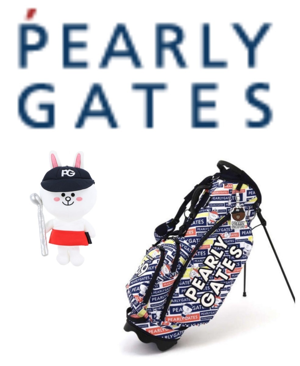 新品国内正規　PEARLY GATES　LINE FRIENDS EDITION　スタンド式 キャディバッグ　ぬいぐるみウッド用ヘッドカバーセット