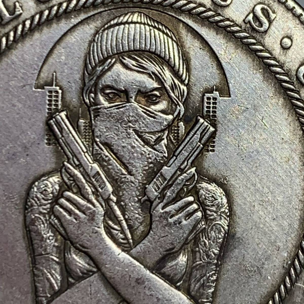 WX1048流浪幣 女殺し屋 天眼 鷹紋 外国硬貨 貿易銀 海外古銭 コレクションコイン 貨幣 重さ約25g_画像2