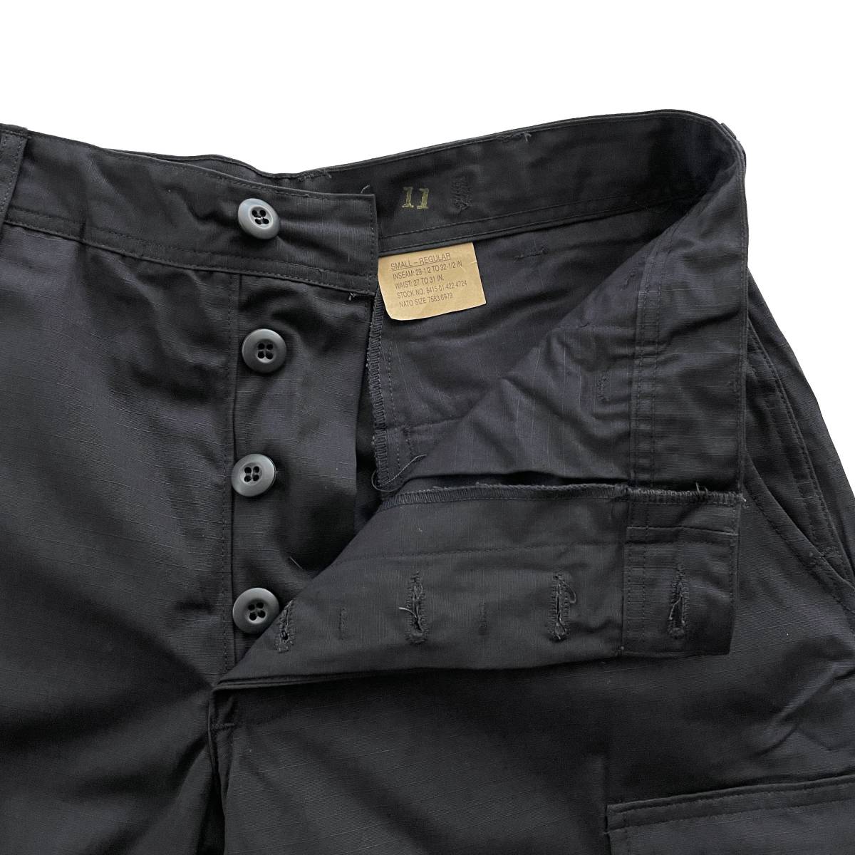 【新品】米軍 BDU カーゴパンツ SMALL REGULAR リップストップ US ARMY vintage 黒 ブラック BLACK 357 TROUSERS S-R_画像2