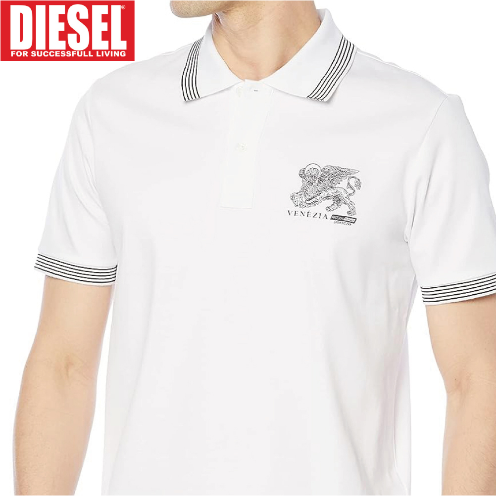 M/新品 DIESEL ディーゼル ロゴ ポロシャツ T-SMITH-D1 メンズ レディース ブランド ベネチア ホワイト_画像1