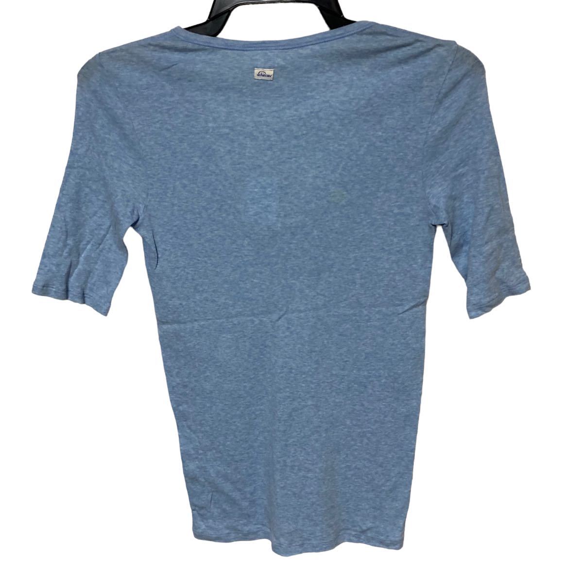 ha234 未使用 Schiesser シーサー レディース 半袖Tシャツ サイズ 36 水色 無地 丸首 木綿100％ タグ付き_画像5