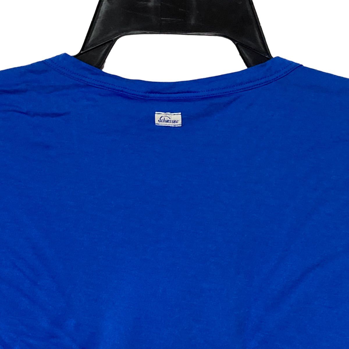 ha261 未使用 Schiesser シーサー メンズ 半袖 Tシャツ サイズ 5 L相当 ブルー 木綿100％ タグ 箱付き_画像6