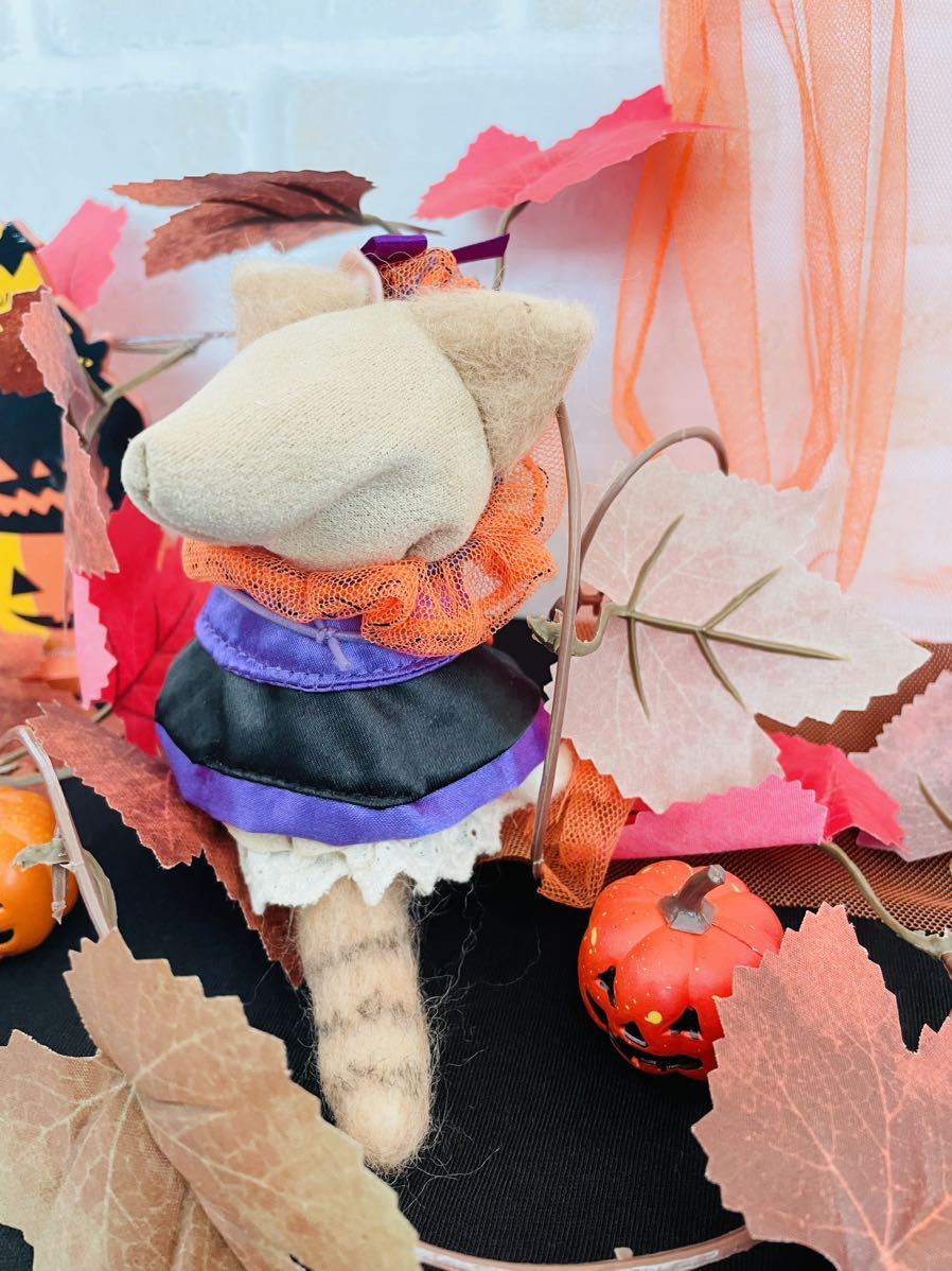 羊毛フェルト ハンドメイド ハロウィン＆秋コーデ　2種類衣装　猫　ねこ_画像7