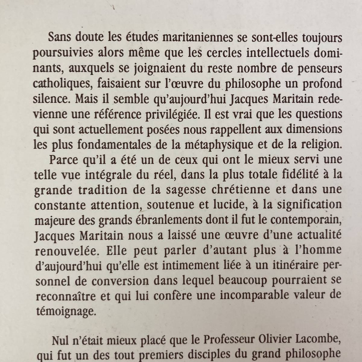 【仏語洋書】ジャック・マリタン JACQUES MARITAIN: La generosite de l’intelligence / Olivier Lacombe（著）_画像2