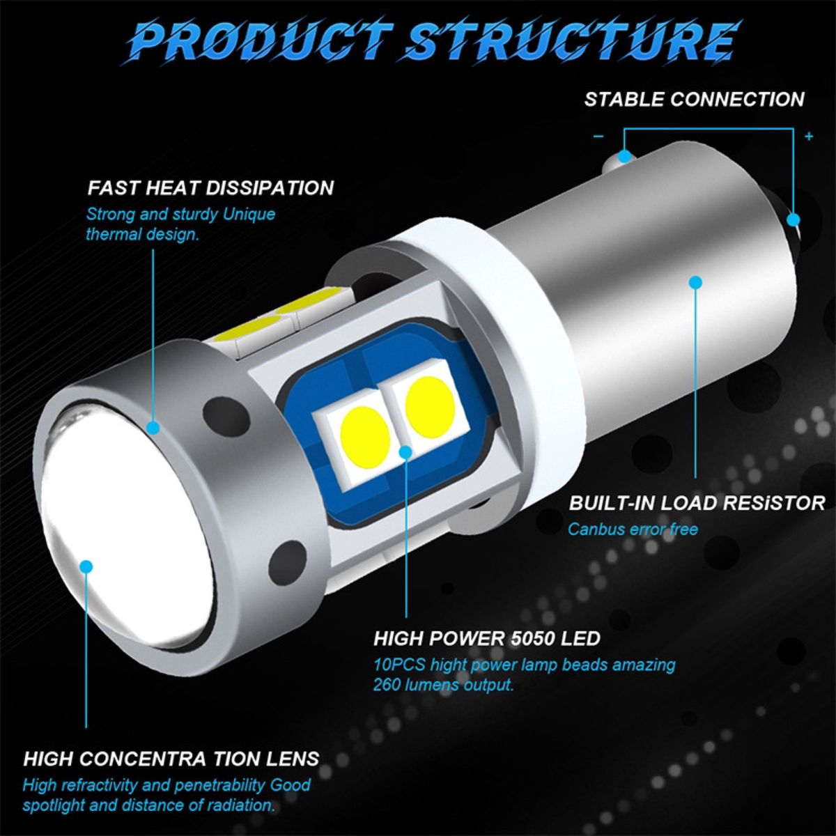 BAY9S 120 ° H21W led 800lm 6000k - ライト