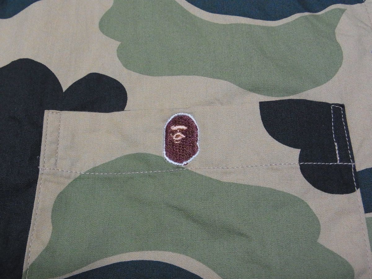 * прекрасный товар * A BATHING APE Ape 1st утка камуфляж рубашка sizeS желтый утка сделано в Японии * б/у одежда редкость первый период . утка BAPE Bape SHALL NEVER KILL