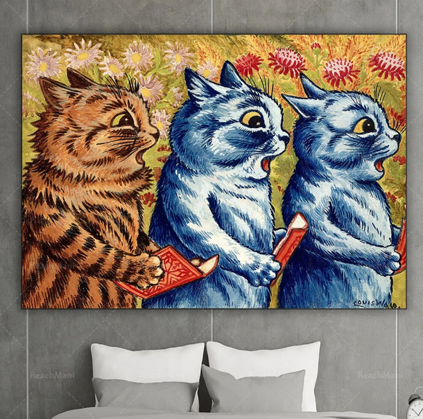 G2443 ルイス・ウェイン Louis Wain 猫 ネコ キャンバスアートポスター 50×70cm イラスト インテリア 雑貨 海外製 枠なし _画像1