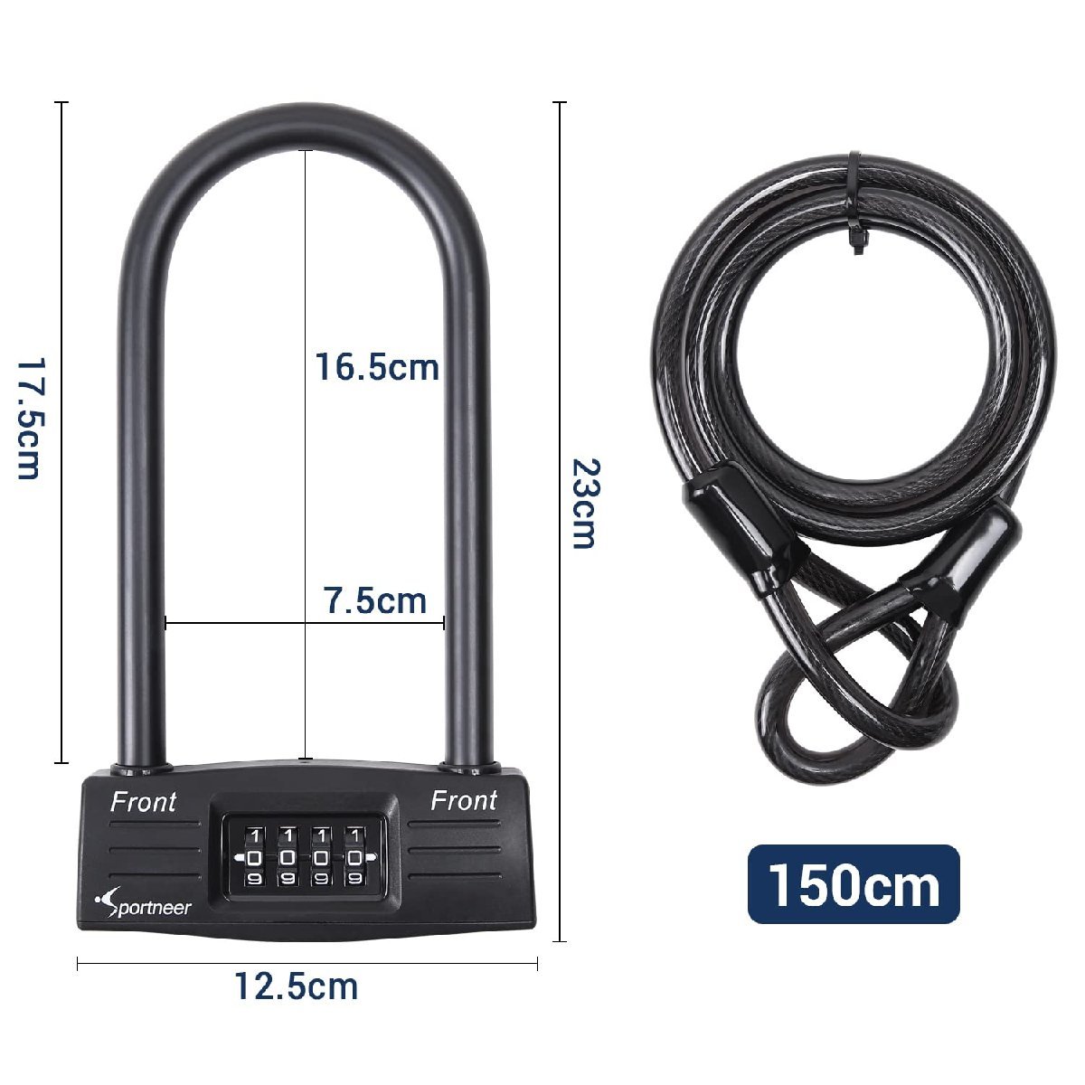  бесплатная доставка *Sportneer двойной блокировка велосипед для 150cm кабель имеется U -образный замок wire lock выдерживающий разрез противоугонное dial тип 