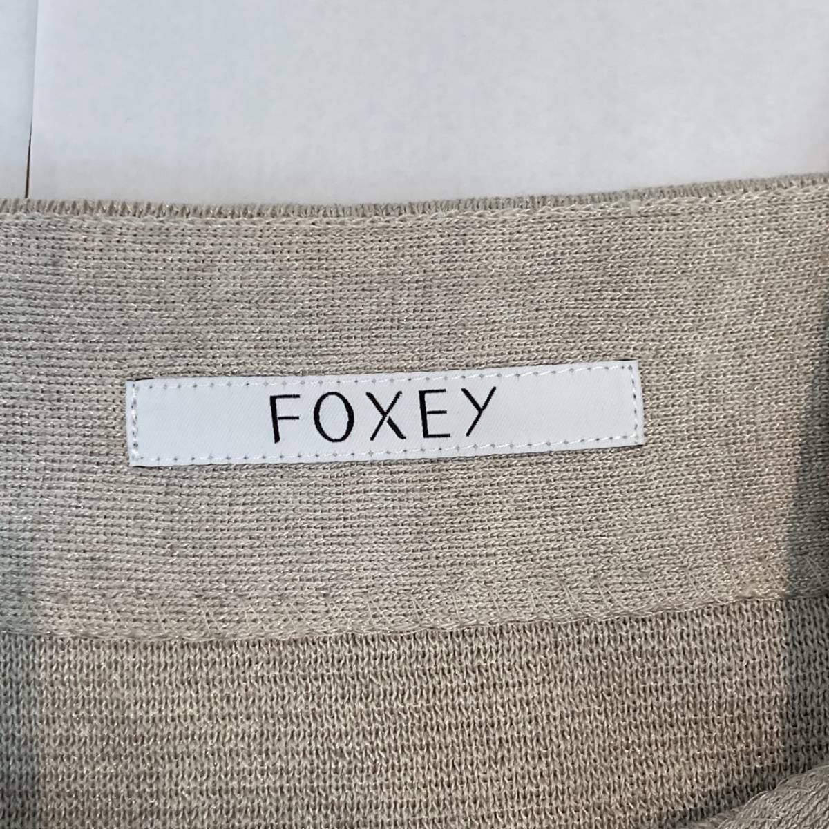 FOXEY フォクシー ノースリーブ　リネン ワンピース 38 グレージュ 37番_画像4