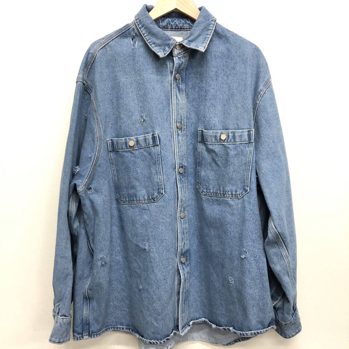 新品 】 DENIM DESTROYED MAYNER】ヘドメイナー☆デニムシャツ 【HED