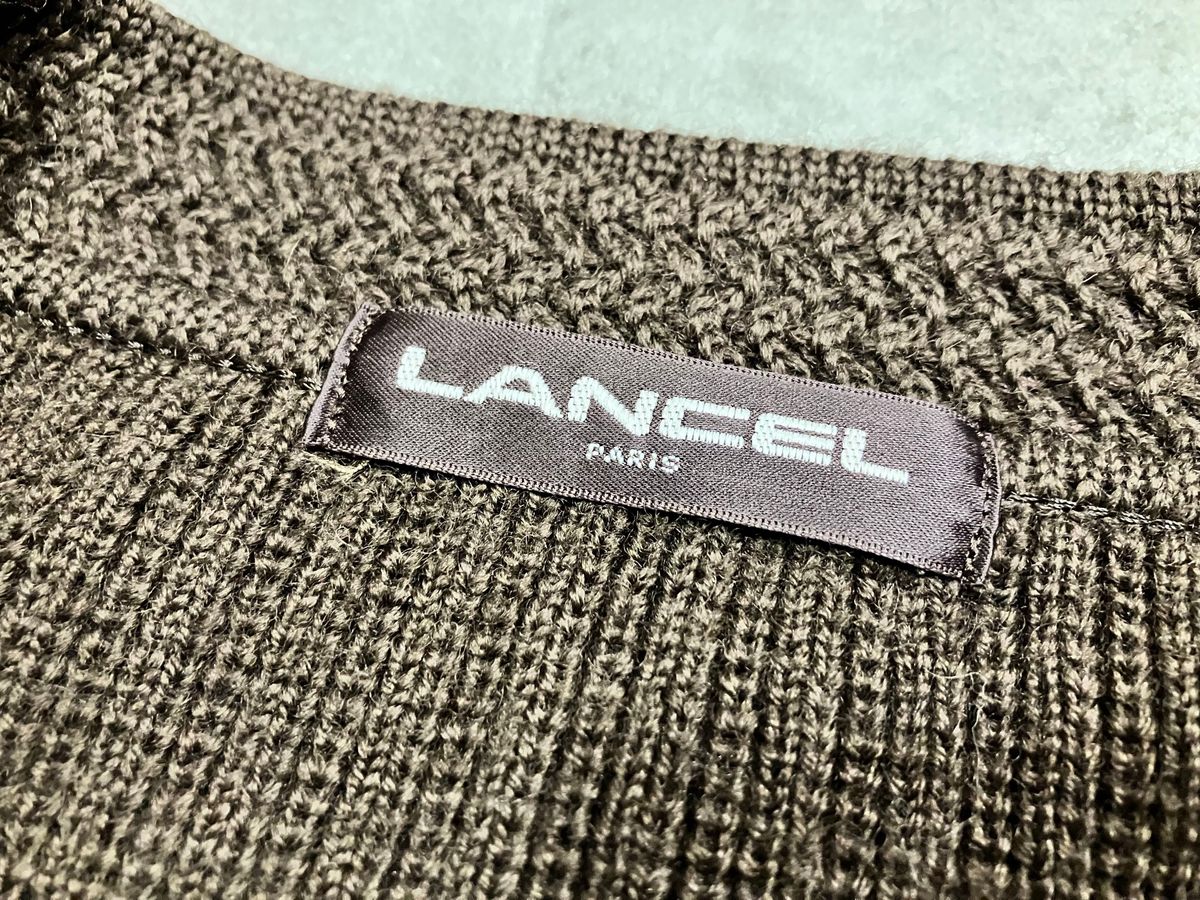 LANCEL / ランセル ケーブルニットカーディガン サイズL ユニセックス　ブラウン　茶色