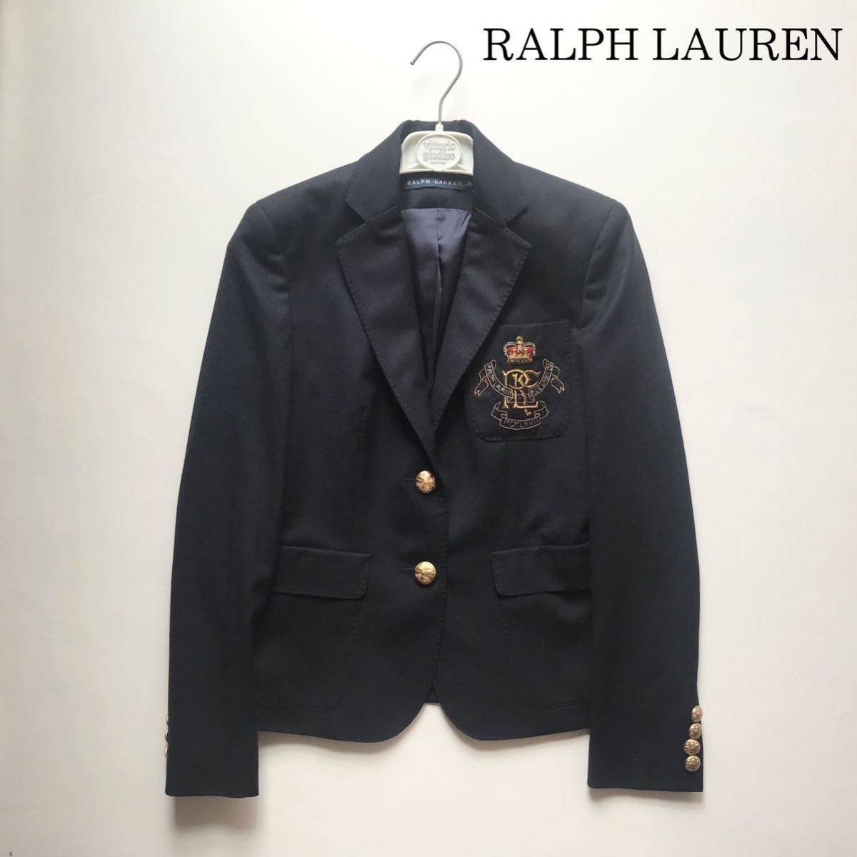 華麗 エンブレム 【匿名配送】ラルフローレン 紺ブレザー ウール ジャケット LAUREN RALPH イタリア製 立体刺繍 王冠 金ボタン ジャケット、ブレザー 華麗 エンブレム 【匿名配送】ラルフローレン 紺ブレザー ウール ジャケット LAUREN RALPH イタリア製 立体刺繍 王冠 金ボタン ジャケット、ブレザー