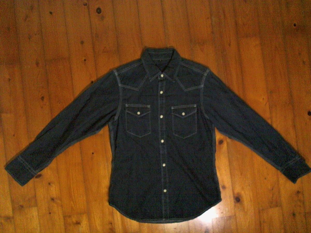 ☆ Muji [Muji] Джинсовая рубашка с длинным рукавом западной рубашки S Indigo