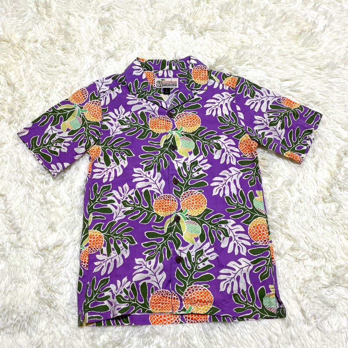 極美品 パタゴニア 半袖 シャツ パタロハ L アロハ 紫 レディース