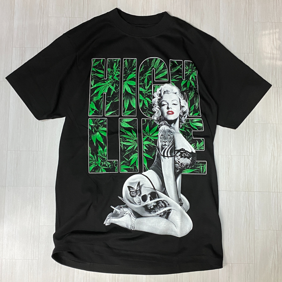 LA発 【L】 マリリンモンロー Monroe グラフィック 半袖 ヘビーウェイト Tシャツ HIPHOP ウェストコースト HighLife ハイライフ 黒 420_画像1