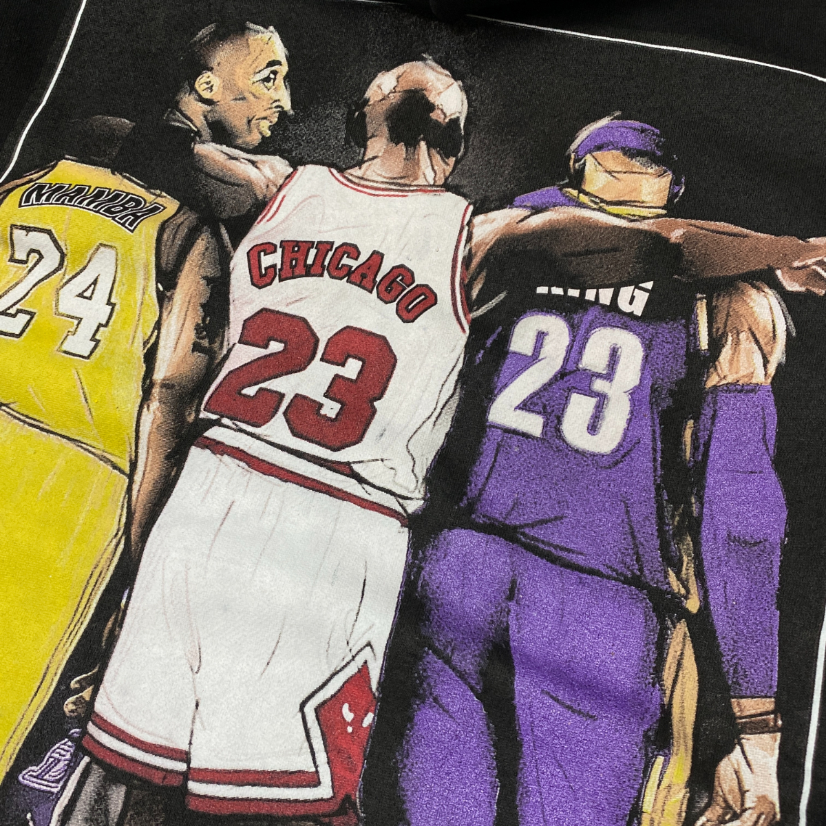 LA発 【2XL】 CreateX5 レジェンド LEGENDARY レジェンダリー NBA グラフィック プルオーバー パーカー 黒 MAMBA CHICAGO KING_画像2