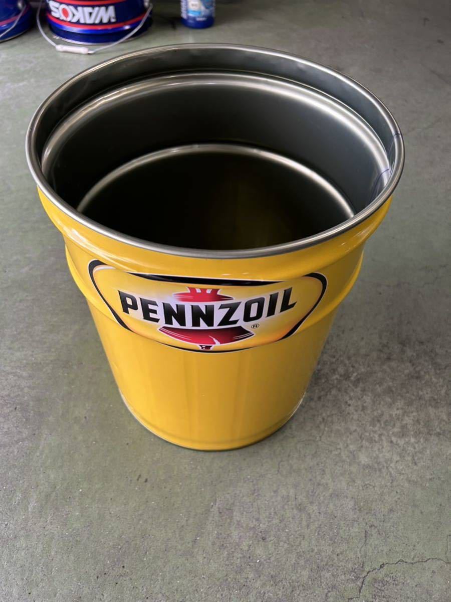 ペンズオイル　PENNZOIL　使用済みペール缶　椅子インテリアなどに　イエロー　２０L缶　ペンゾイル バケツ　スツール　ガレージに！_画像3