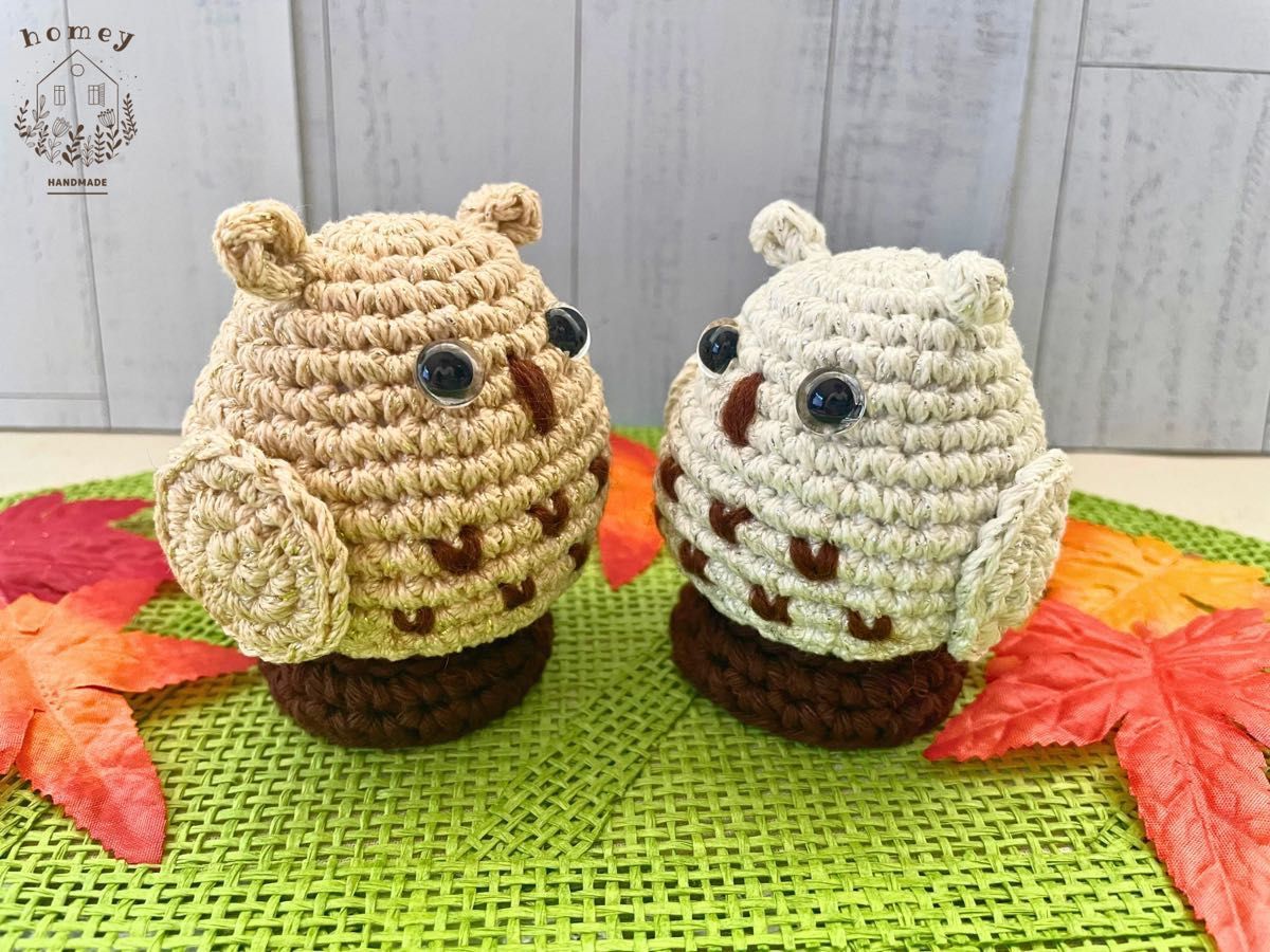 ✽ハンドメイド✽ 手編み がま口 あみぐるみ おサルさん フクロウさんポーチ♥ ✽ハンドメイド✽ 手編み がま口 あみぐるみ おサルさん