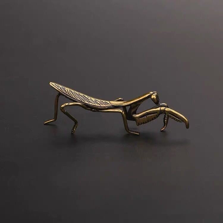 hzh281★ 伝統工芸品 純銅製 銅製置物 カマキリ 蟷螂 _画像2