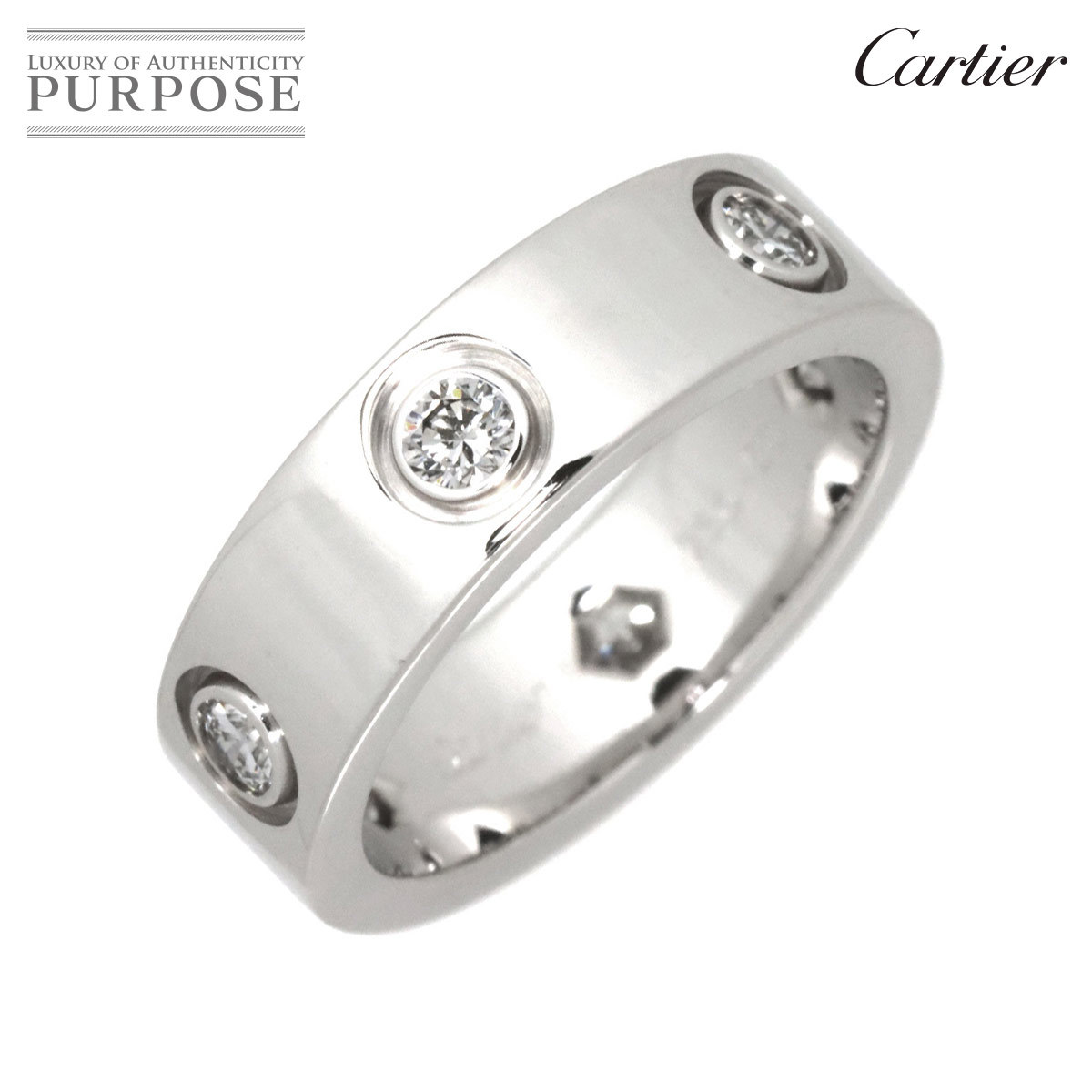 カルティエ Cartier ラブ #50 リング フル ダイヤ K18 WG ホワイトゴールド 750 指輪 Love Ring【証明書付き】 90195077