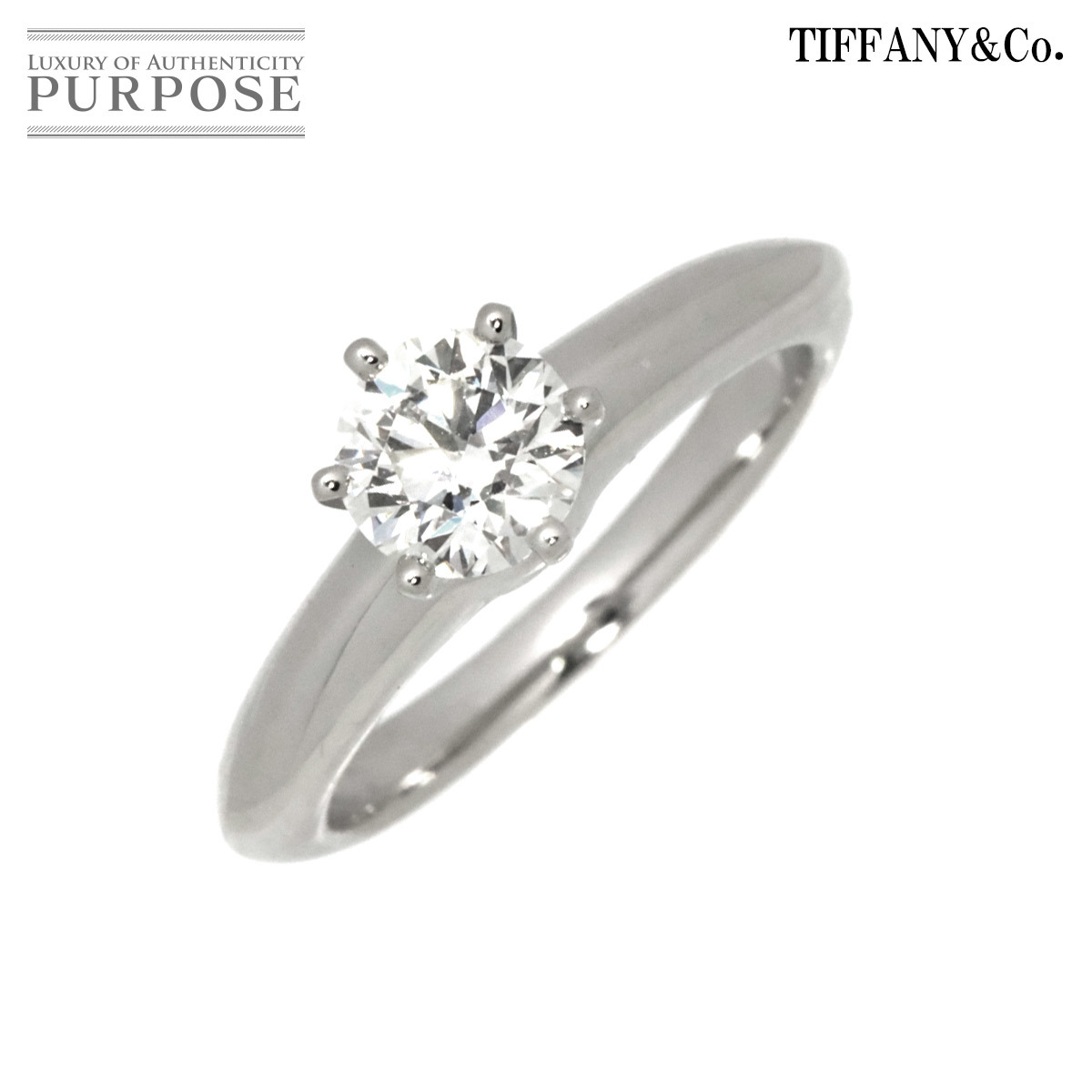 ティファニー TIFFANY&Co. ソリティア ダイヤ 0.57ct H/VS2/EX 5.5号 リング Pt プラチナ 指輪 Diamond Ring 【鑑定書付き】 90195606
